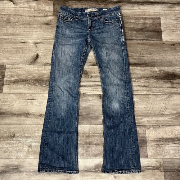 BKE Buckle Addison Low Rise Bootleg Denim Jeans Blue Women’s Size 27 R - Picture 1 of 12